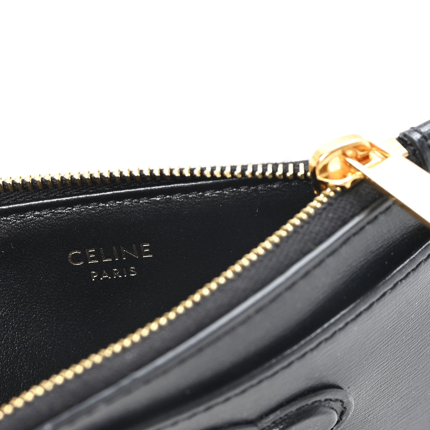 Celine Triomphe Calfskin Zipped Card Holder Black 6 of 8