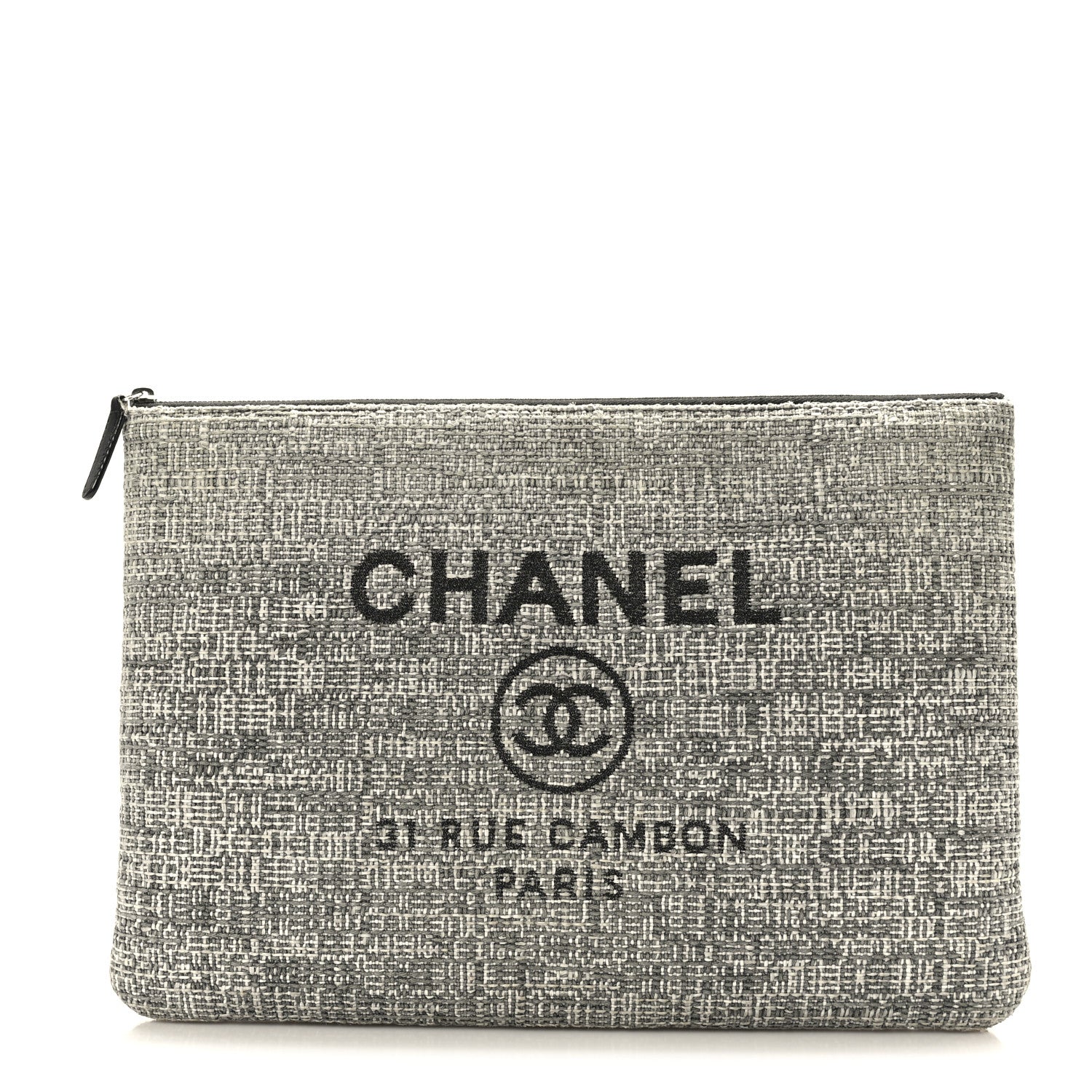 Chanel Canvas Medium Deauville Cosmetic Pouch Grey 1 of 8