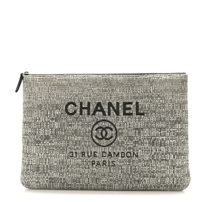 Chanel Canvas Medium Deauville Cosmetic Pouch Grey 1 of 8
