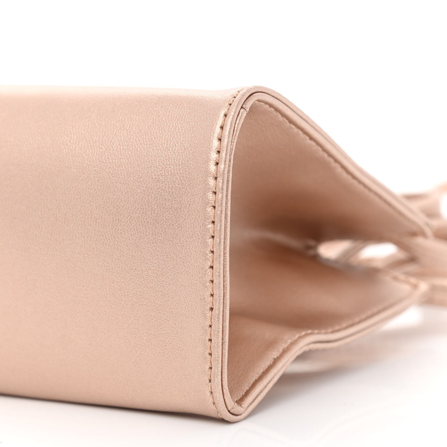 Metallic Vegan Leather Small Shopping Bag Copper