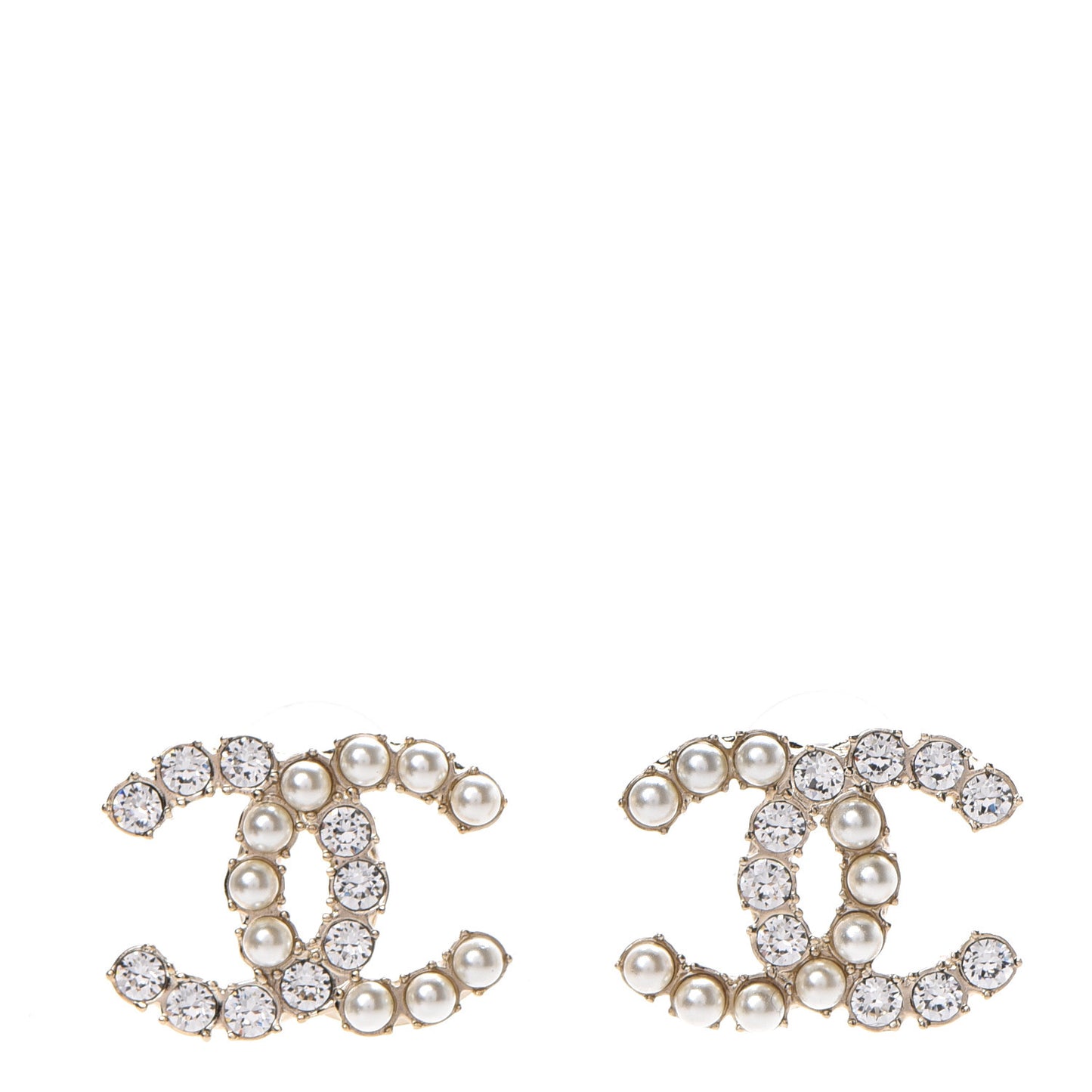 Crystal Pearl Dazzling Domino Earrings Gold