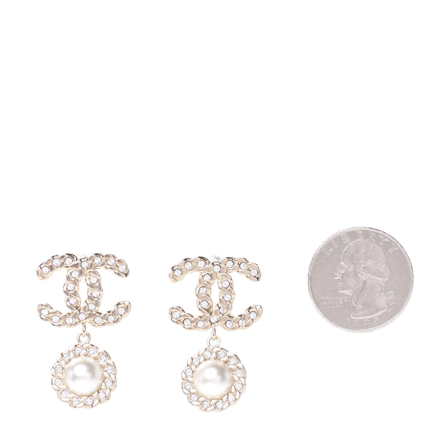 Crystal Pearl Pearls Coronation CC Drop Earrings Gold