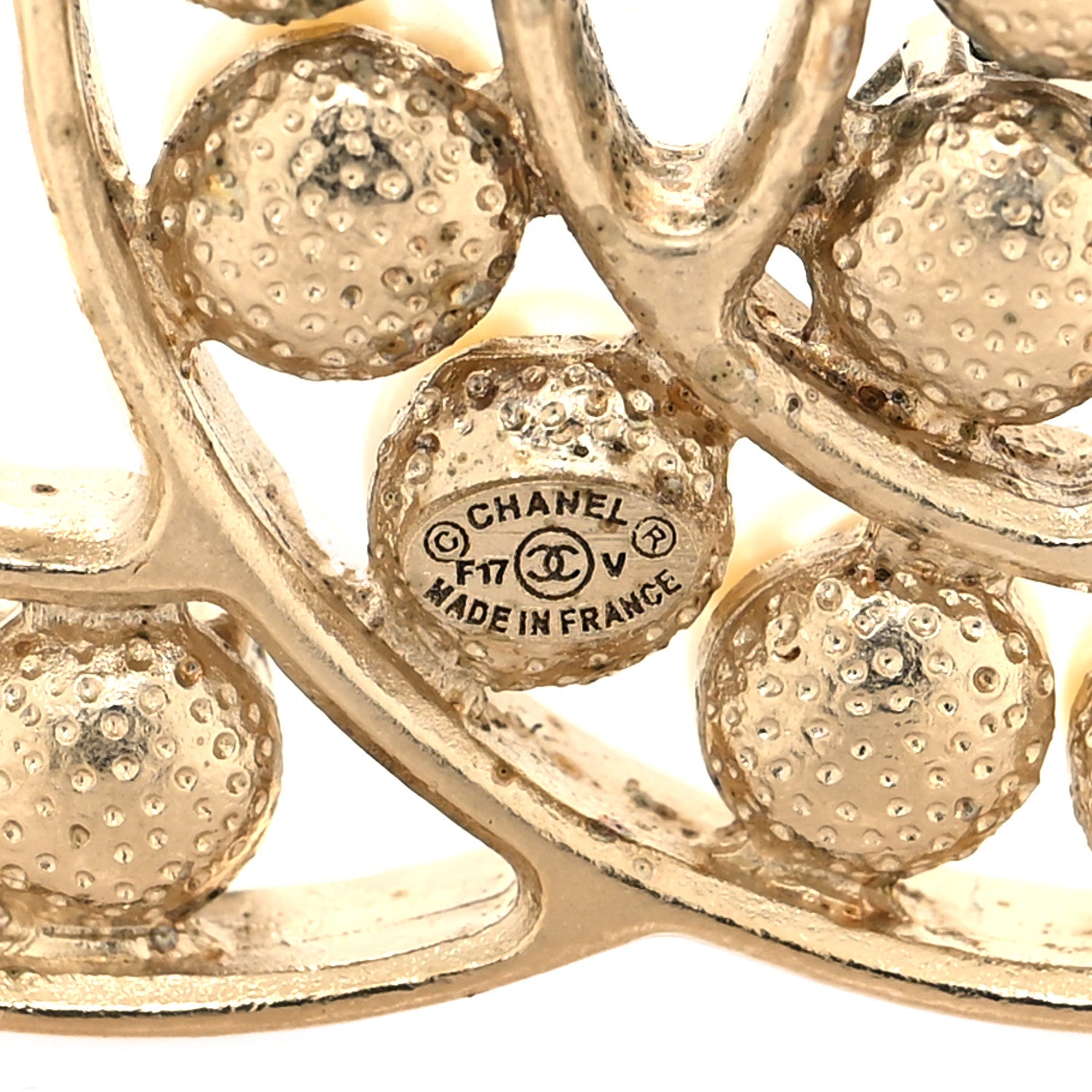 Chanel Pearl Crystal CC Brooch Gold 3 of 4