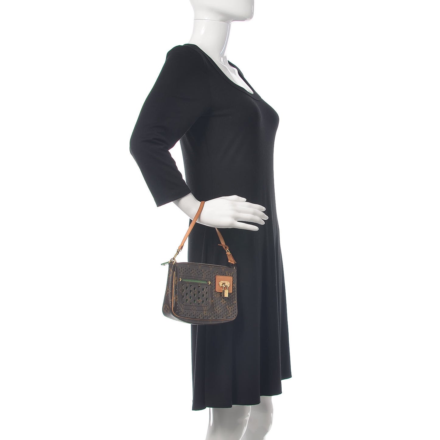 Monogram Perforated Pochette Accessories Bag Green