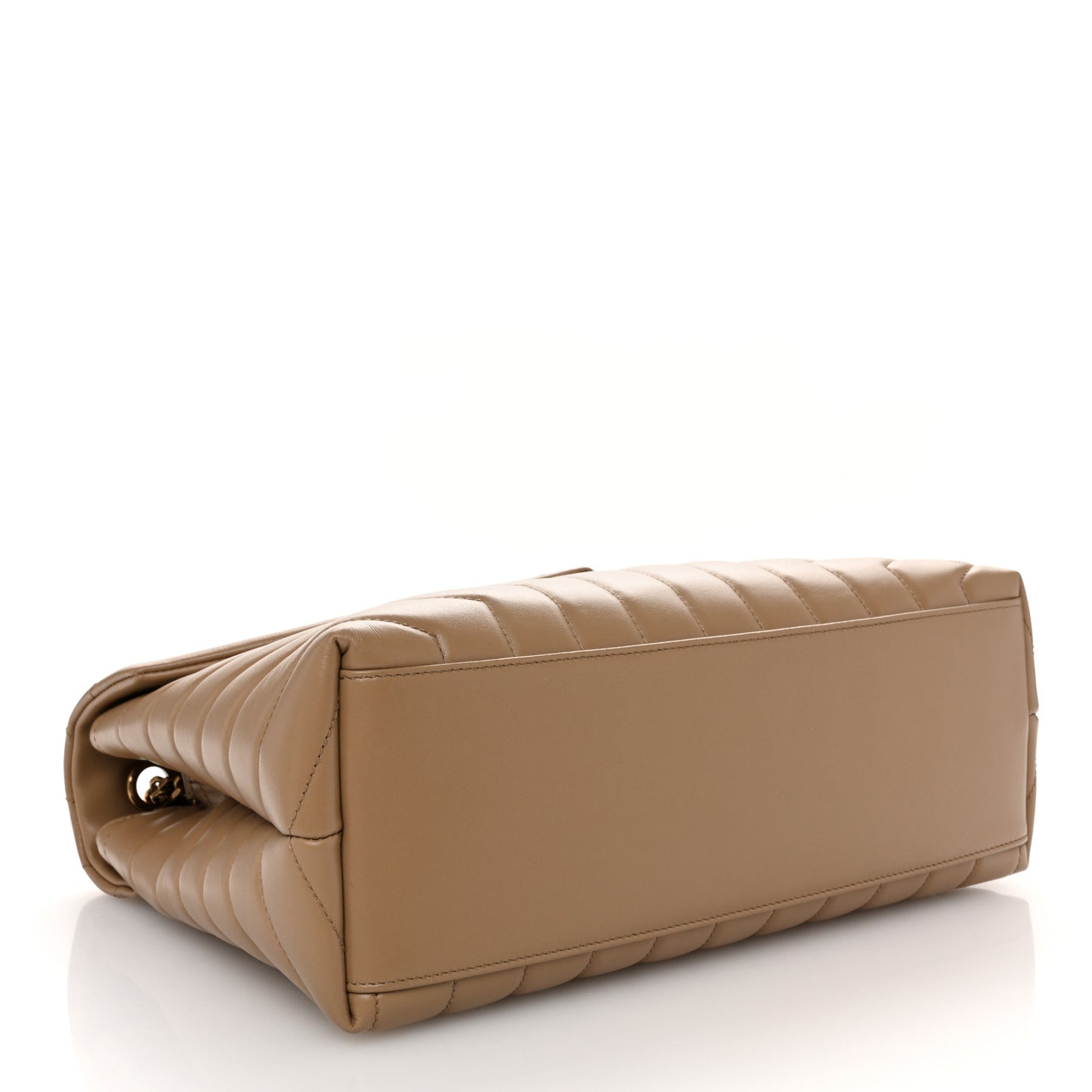 Calfskin Y Quilted Monogram Medium Loulou Chain Satchel Natural Tan