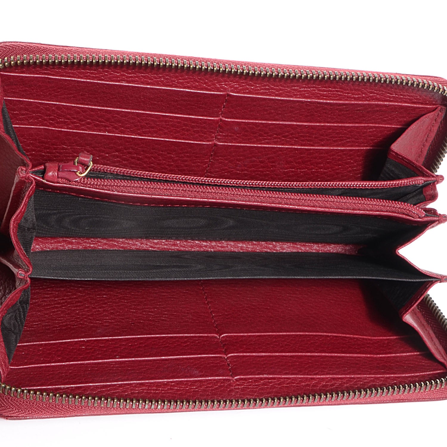 Gucci Soft Deerskin Hip Bamboo Zip Around Wallet Raspberry Candy 6 of 8