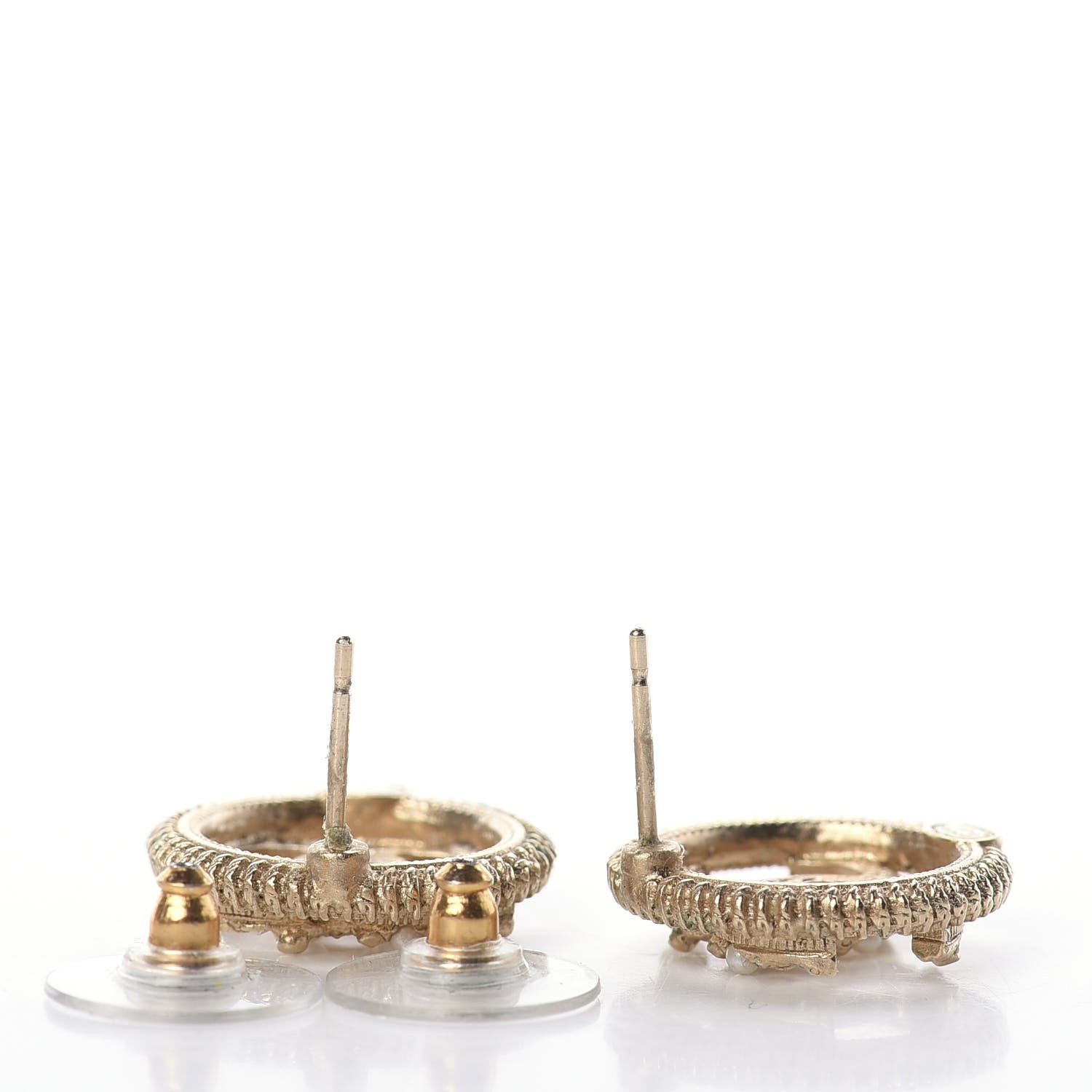 Chanel Pearl Crystal CC Round Earrings Gold 3 of 4