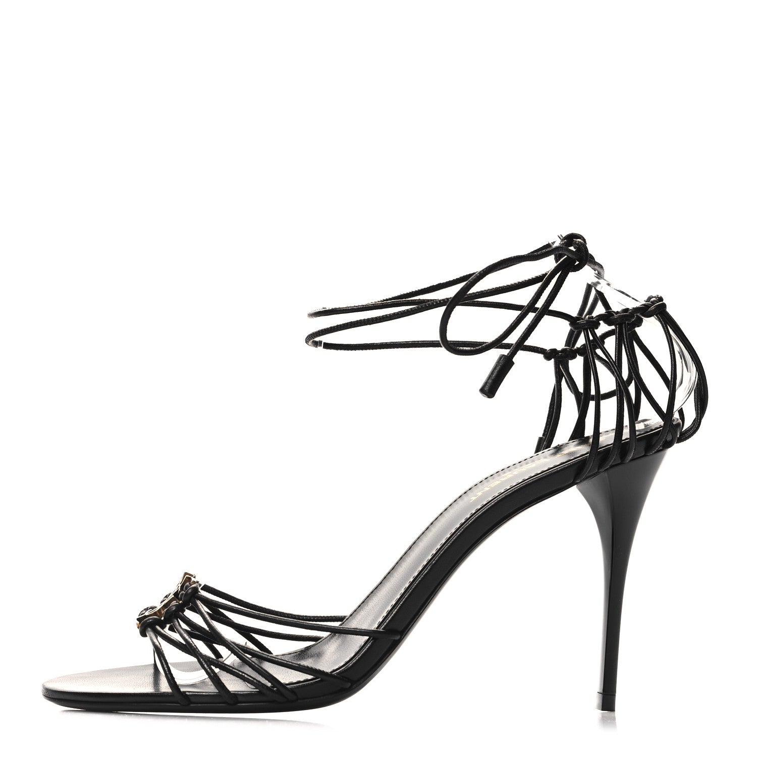 Saint Laurent Calfskin Babylone 90 Ankle Wrap Sandals 39 Black 1 of 8
