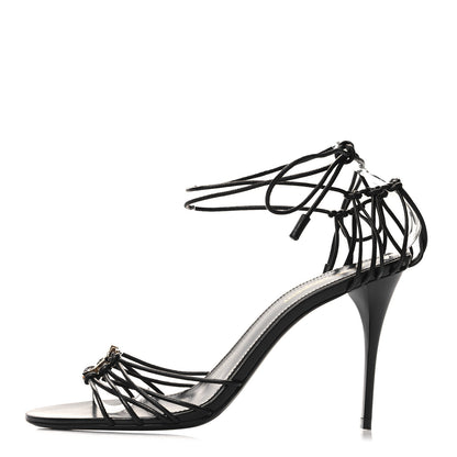 Saint Laurent Calfskin Babylone 90 Ankle Wrap Sandals 39 Black 1 of 8