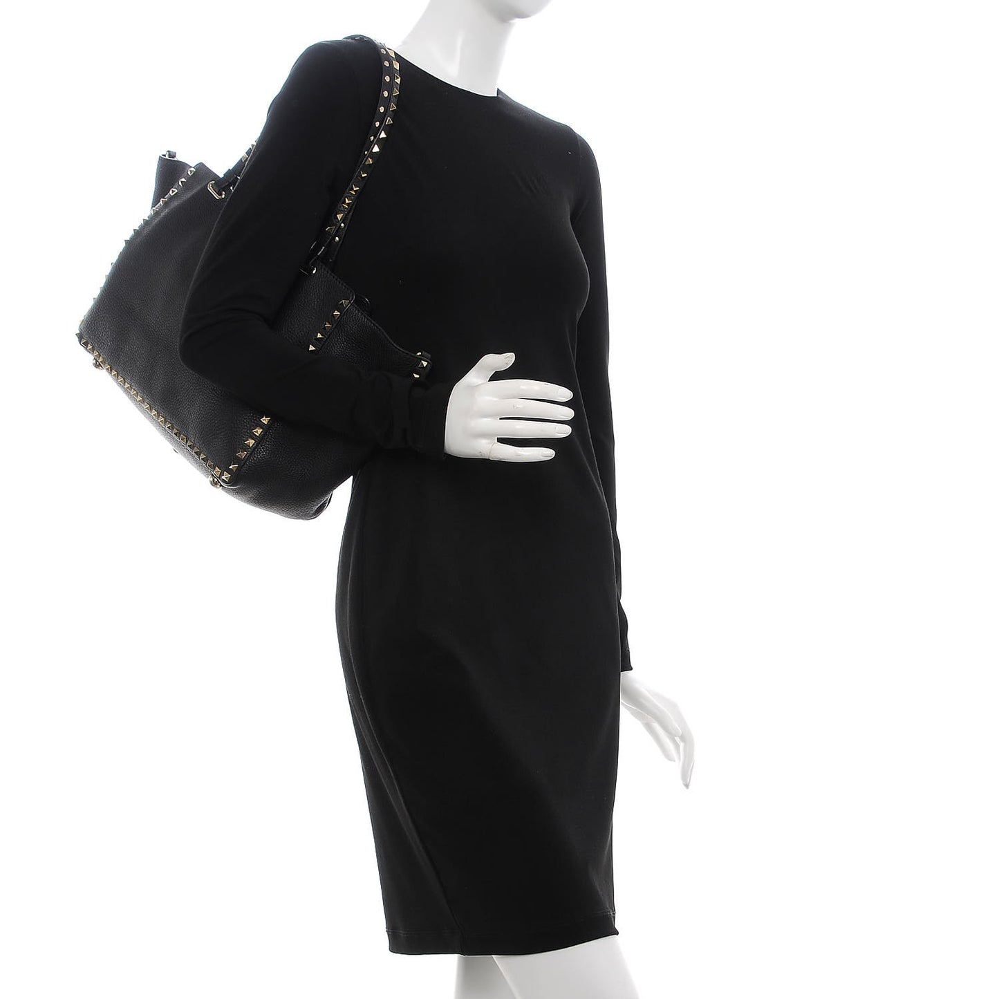 Alce Printed Calfskin Medium Rockstud Tote Black