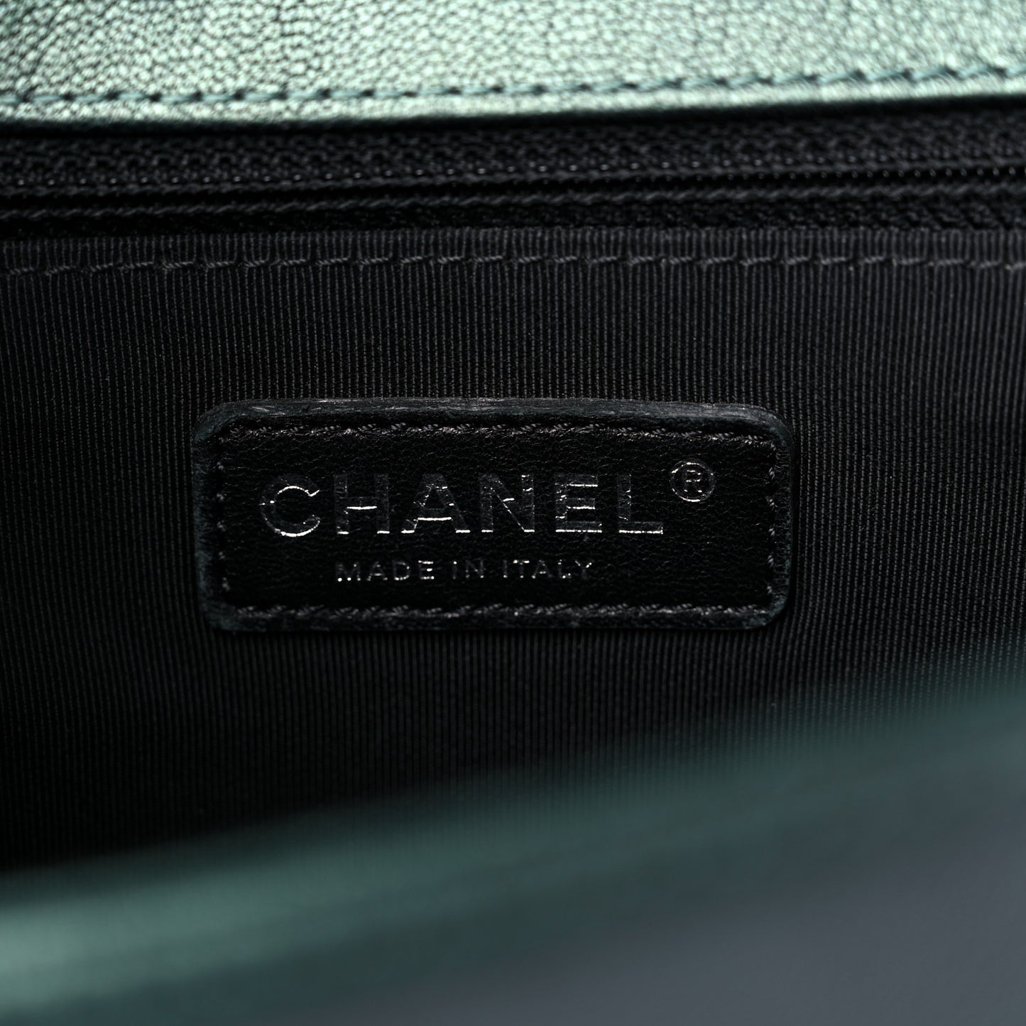 Iridescent Goatskin Quilted New Medium Boy Flap Green