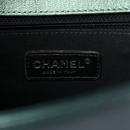 Chanel Iridescent Goatskin Quilted New Medium Boy Flap Green 6 of 9