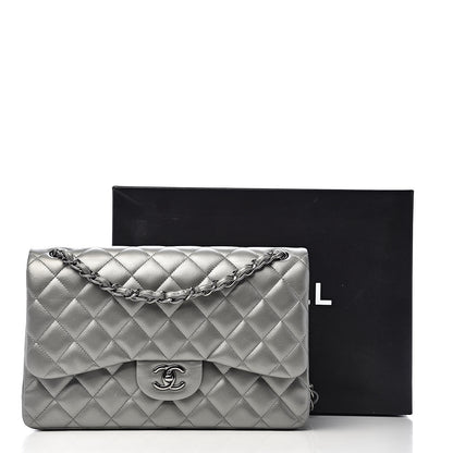 Chanel Metallic Calfskin Quilted Jumbo Double Flap Silver 20 of 20