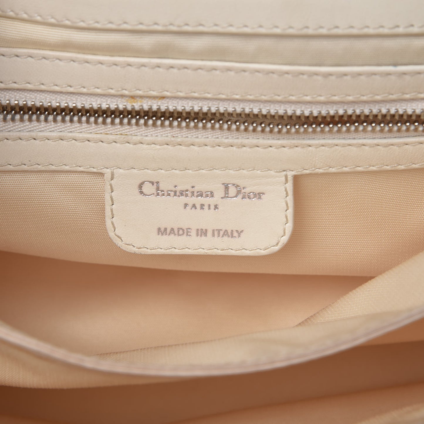Calfskin Cannage Fringe Small Miss Dior Flap White