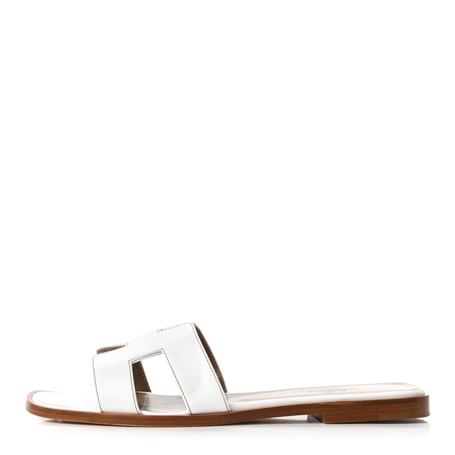 Hermes Box Calfskin Oran Sandals 37.5 White 1 of 9