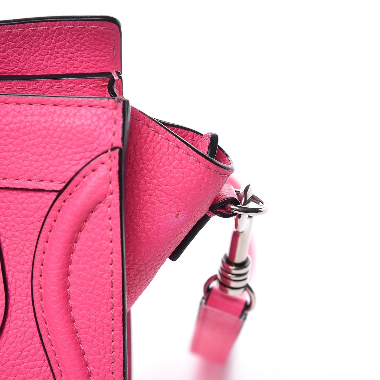 Drummed Calfskin Nano Luggage Fluo Pink