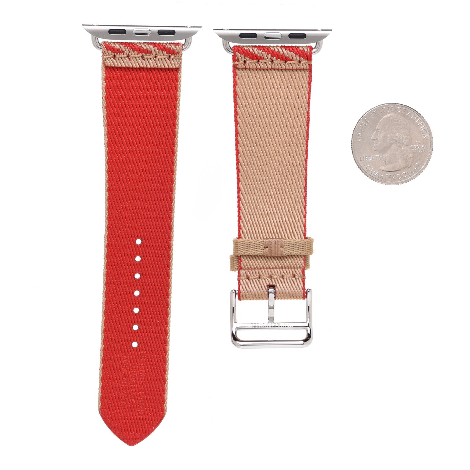 Hermes Nylon Weave 44mm Sangle Jumping Apple Watch Single Tour Band Kraft Rouge De Coeur 2 of 7