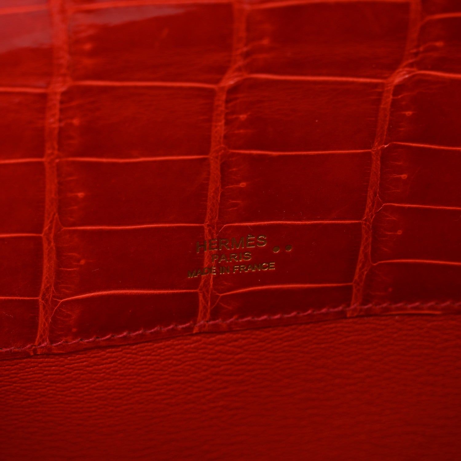 Hermes Shiny Niloticus Crocodile Kelly Cut Pochette Geranium 6 of 9