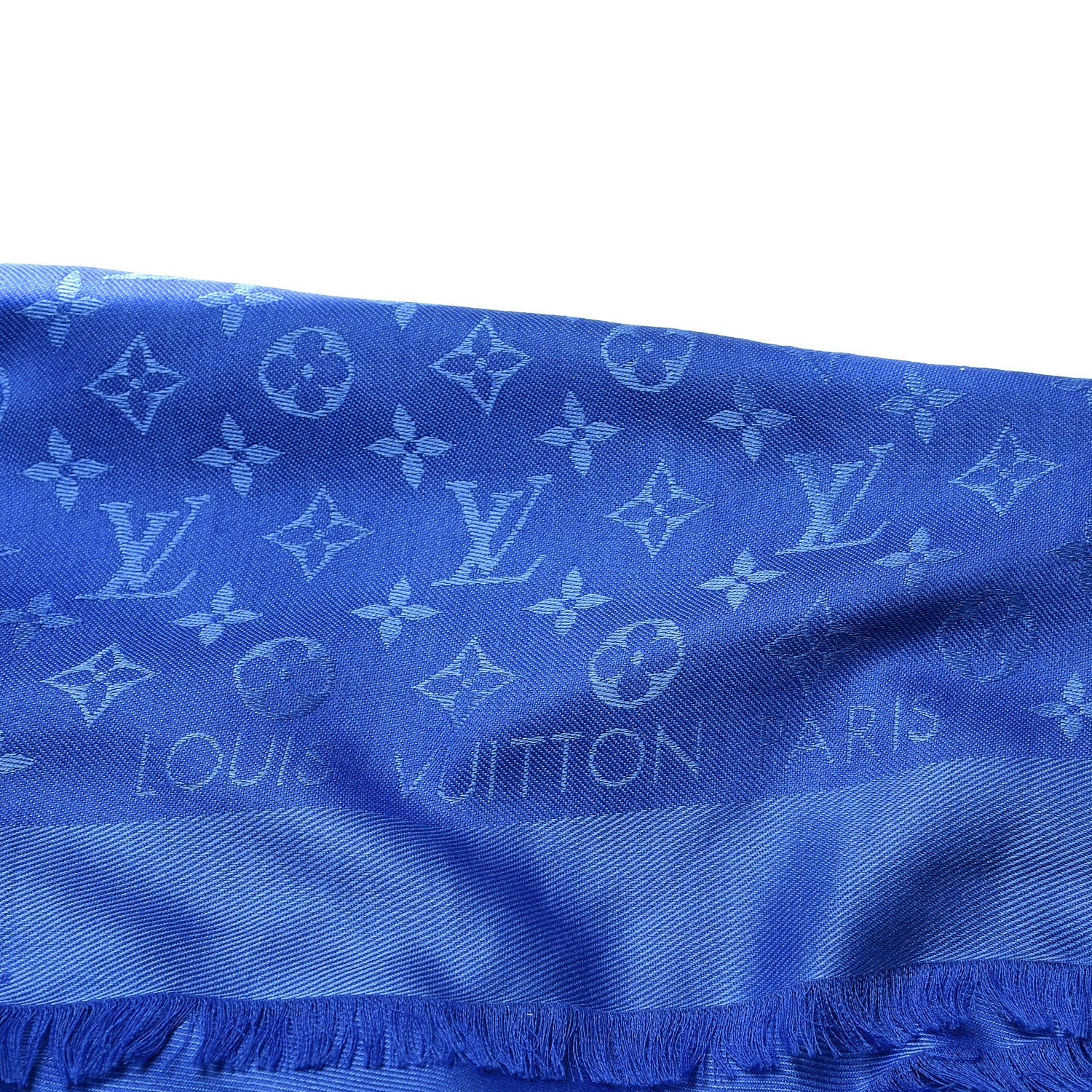 Louis Vuitton Silk Wool Monogram Shawl Blue 4 of 4