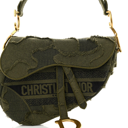 Christian Dior Canvas Embroidered Camouflage Saddle Bag Green 8 of 10