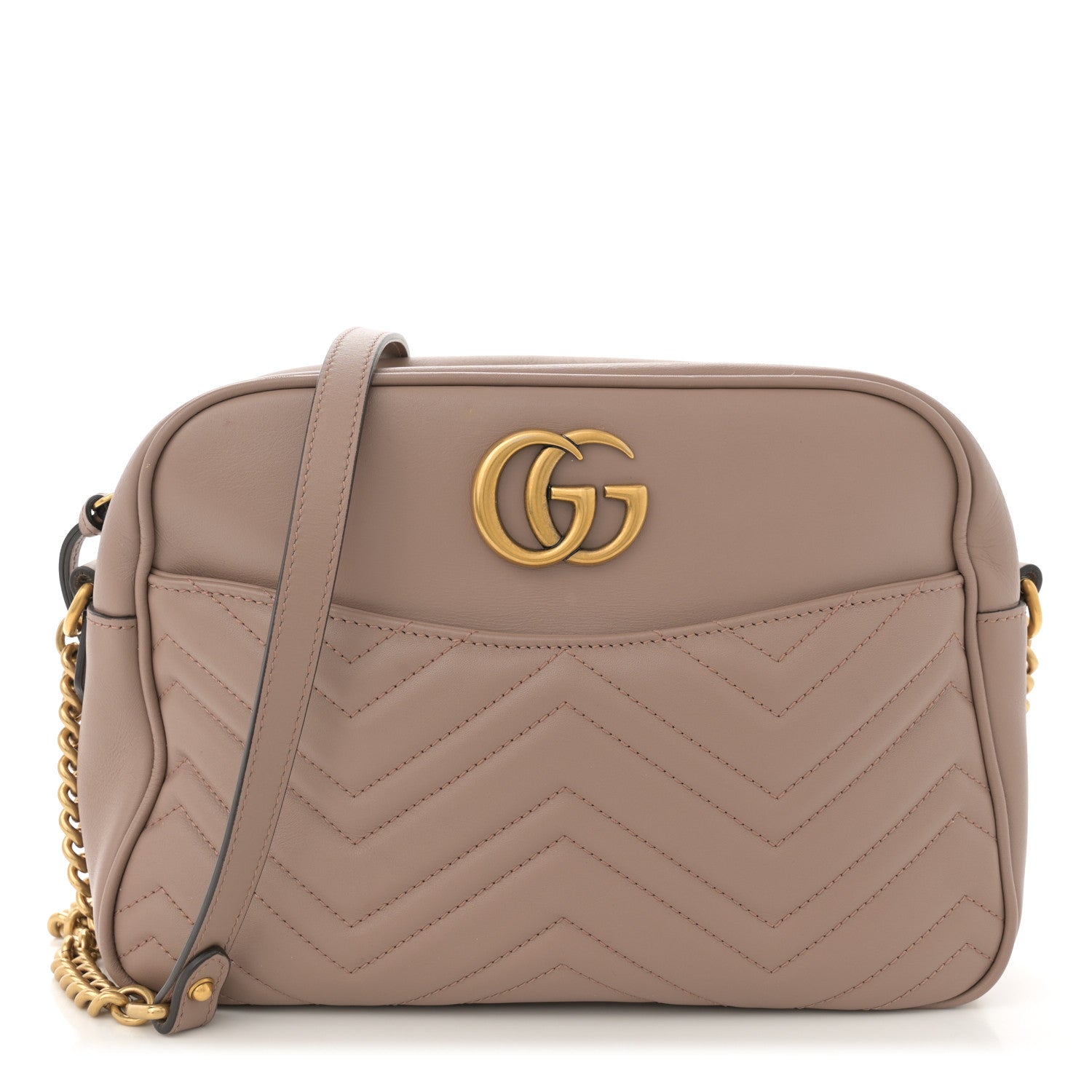 Gucci Calfskin Matelasse Medium GG Marmont Chain Shoulder Bag Porcelain Rose 1 of 11