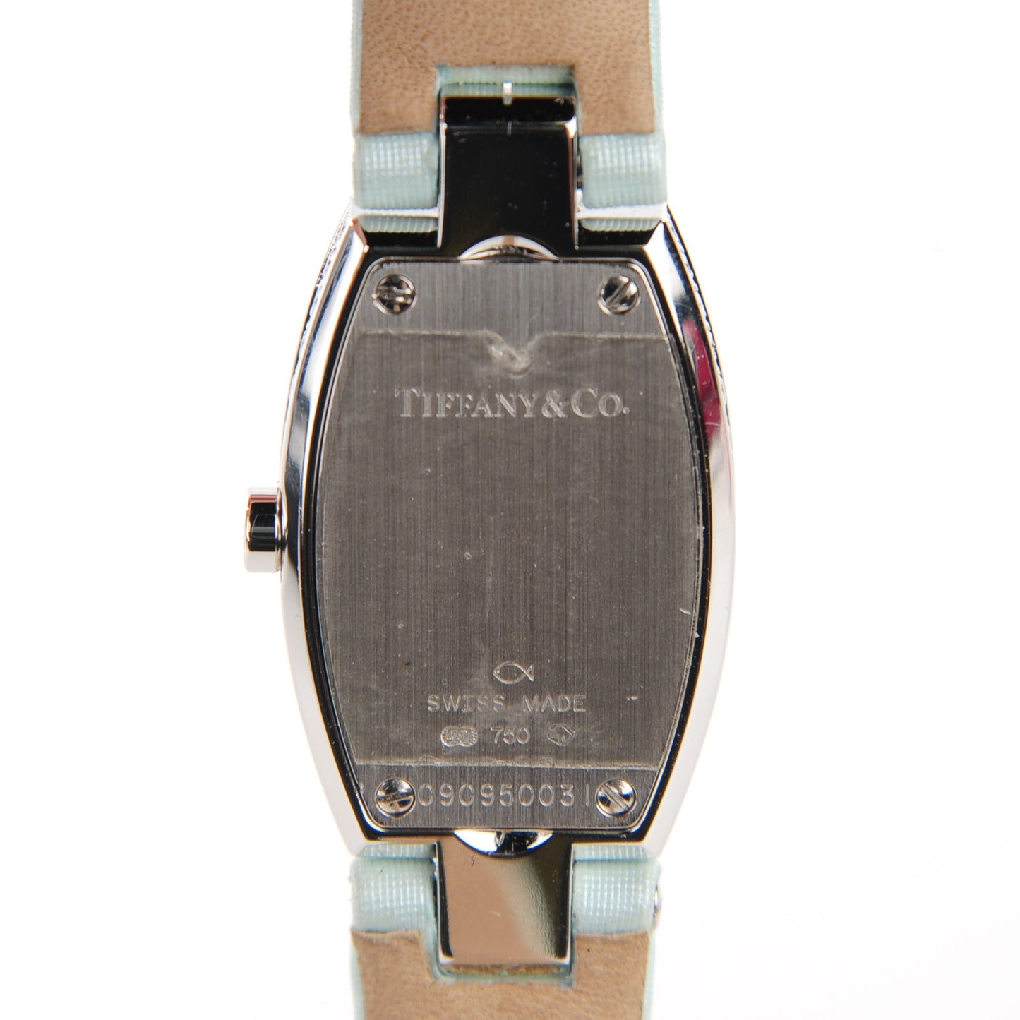 18K White Gold Satin Diamond Bezel 20mm Cocktail Quartz Watch Aqua