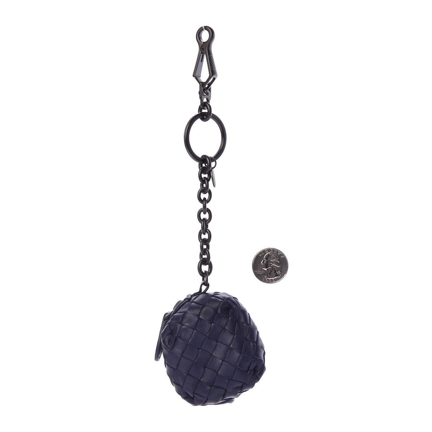 Nappa Intrecciato Coin Pouch Key Ring Atlantic