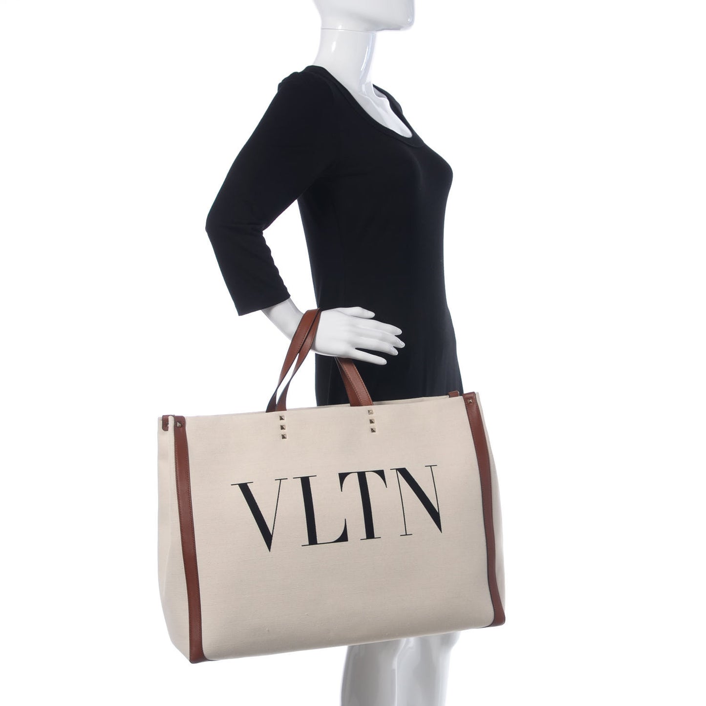 Canvas VLTN Print Large Tote Natural