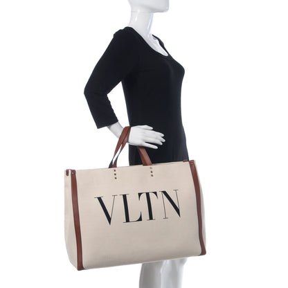 Valentino Garavani Canvas VLTN Print Large Tote Natural 2 of 9