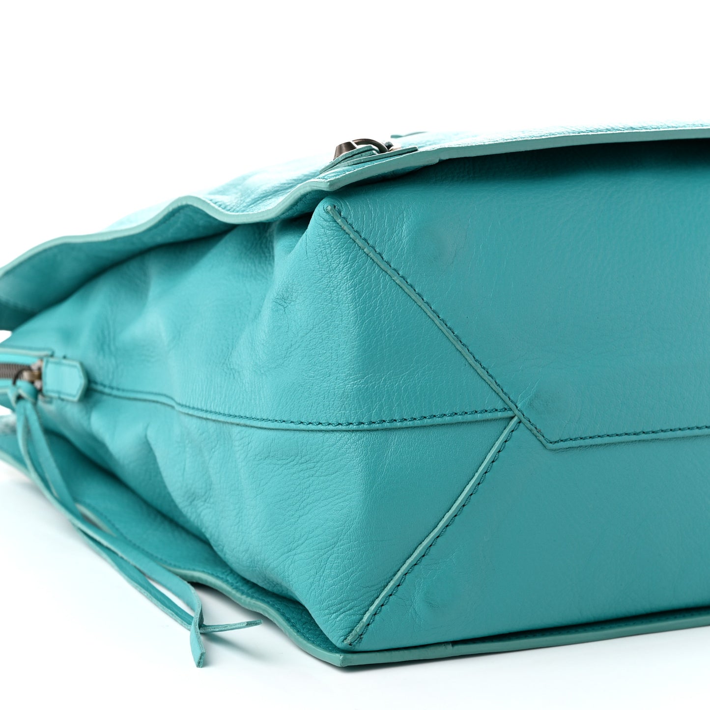 Veau Papier Tote Turquoise