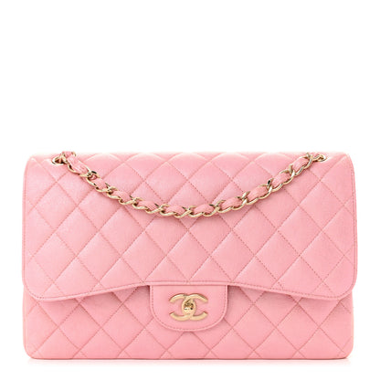Chanel Iridescent Caviar Quilted Jumbo Double Flap Rose Pink 1 of 11