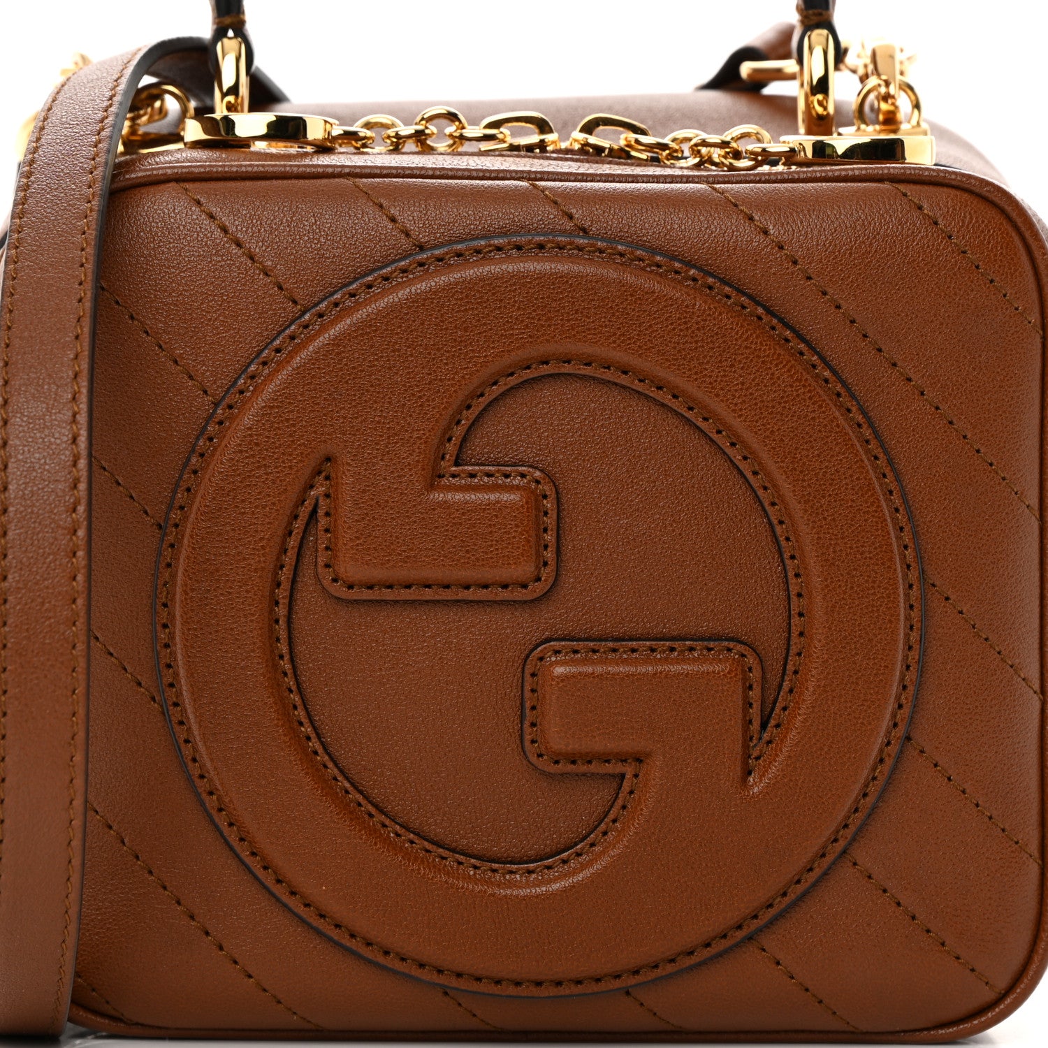 Gucci Sakai Be Green Calfskin Diagonal Stitched Blondie Top Handle Bag Cuir 8 of 12