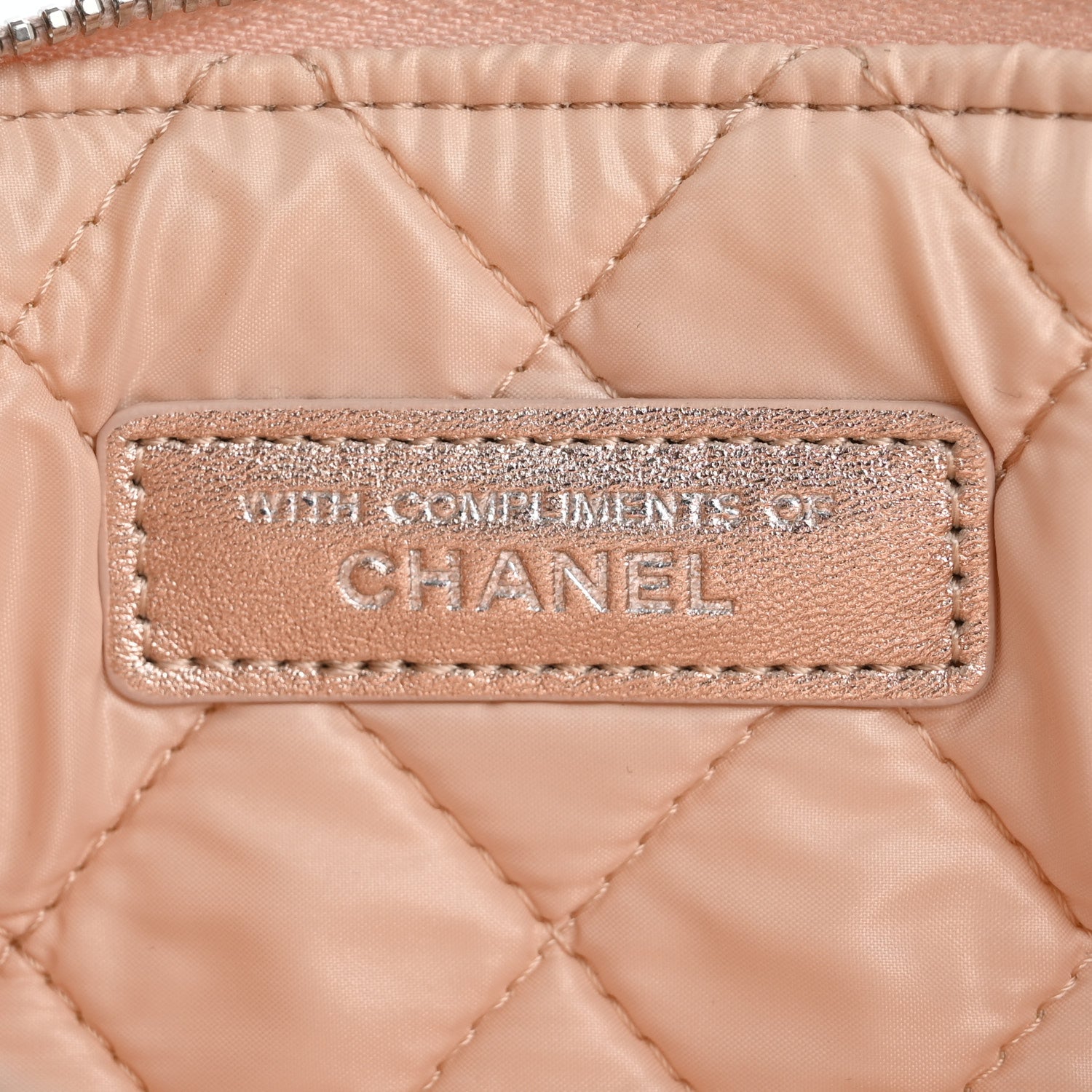 Chanel Metallic Lambskin Quilted Cosmetic Pouch Light Pink 7 of 8