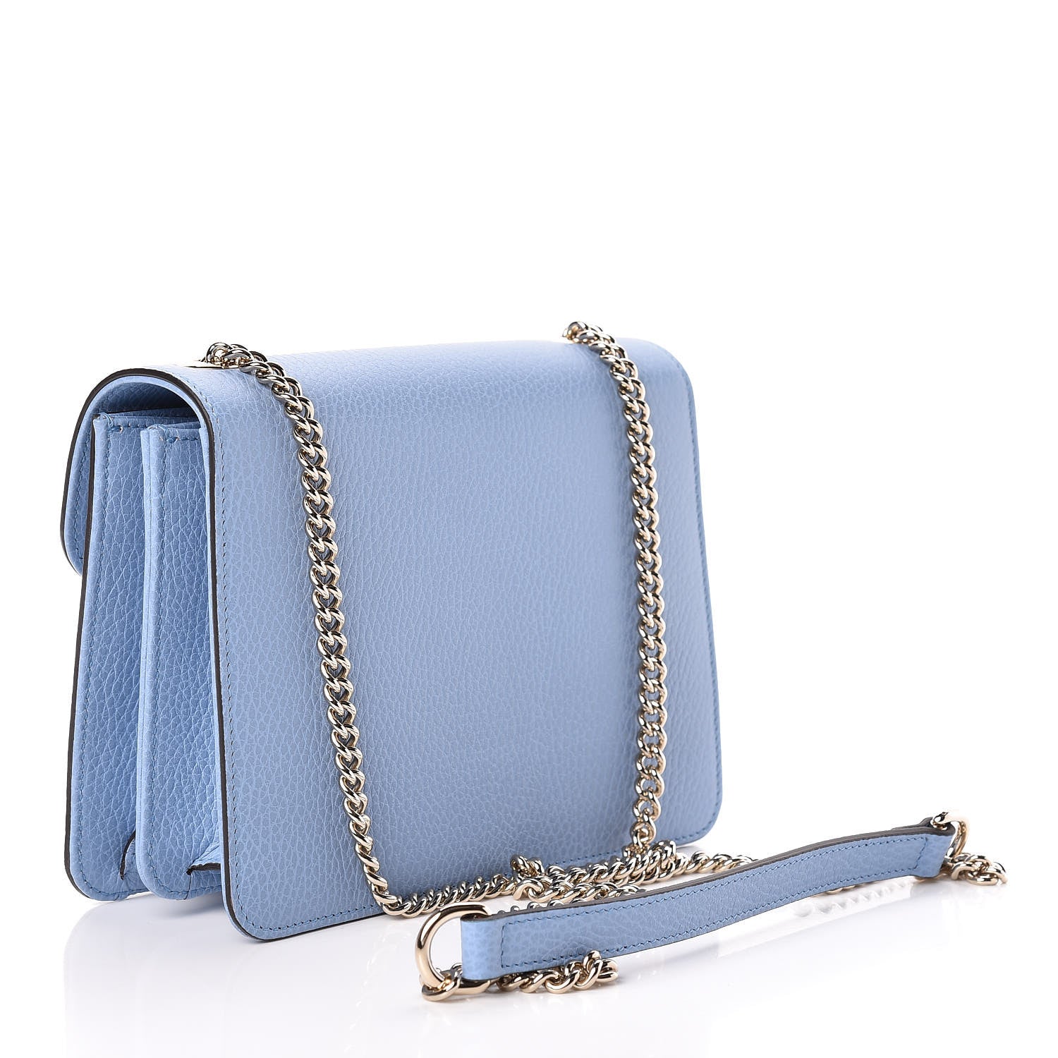 Gucci Dollar Calfskin Small Interlocking G Shoulder Bag Mineral Blue 3 of 10