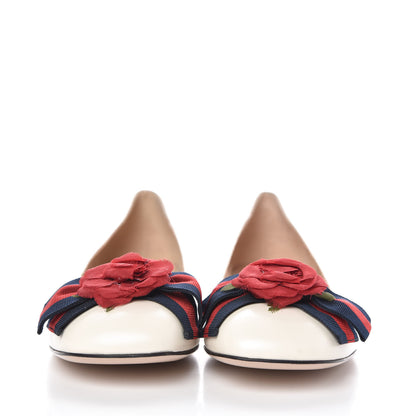 Gucci Malaga Kid Web Rose Bow Flats 41 White 2 of 9