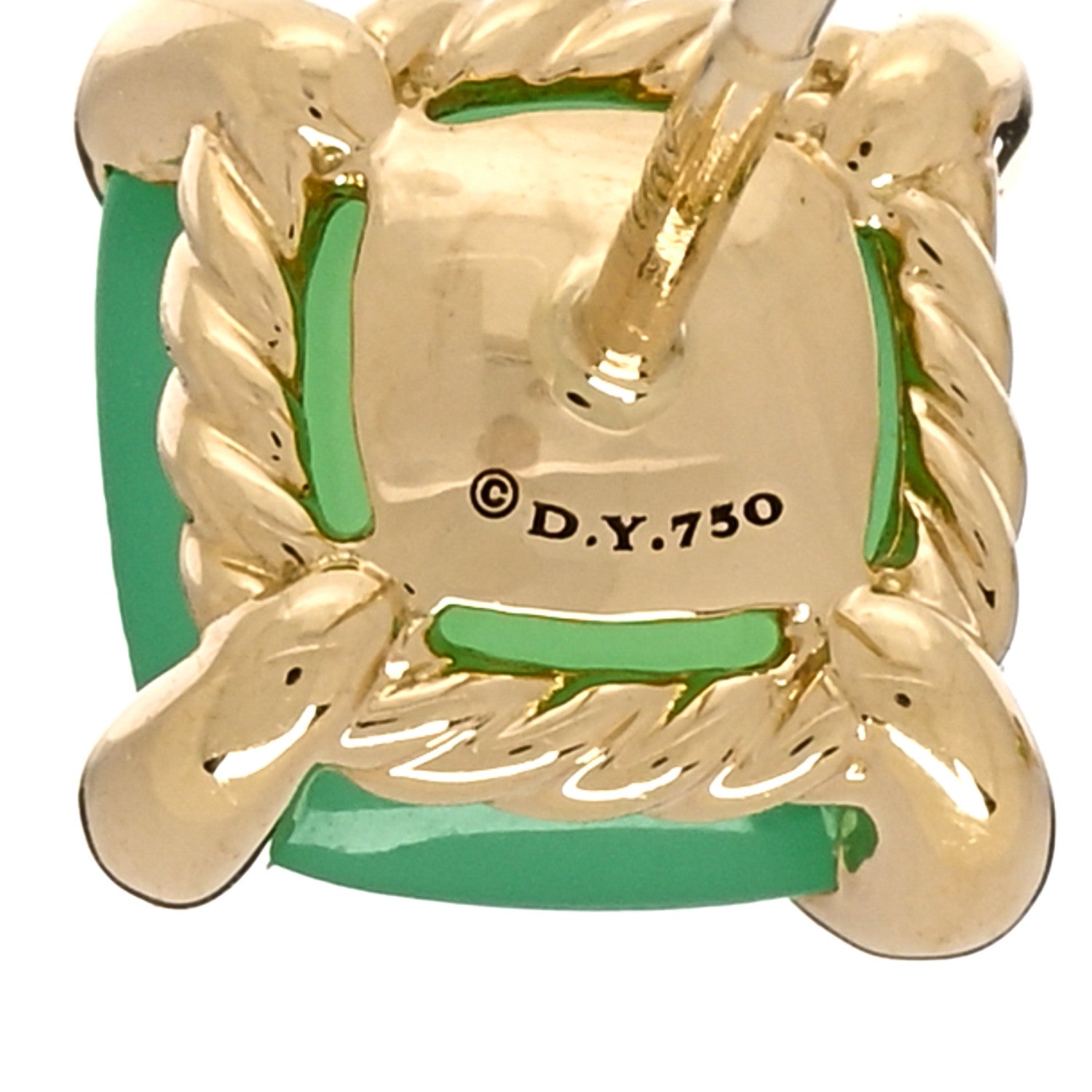 David Yurman DAVID YURMAN 18K Yellow Gold Diamond Chrysoprase 8mm Chatelaine Earrings 4 of 4