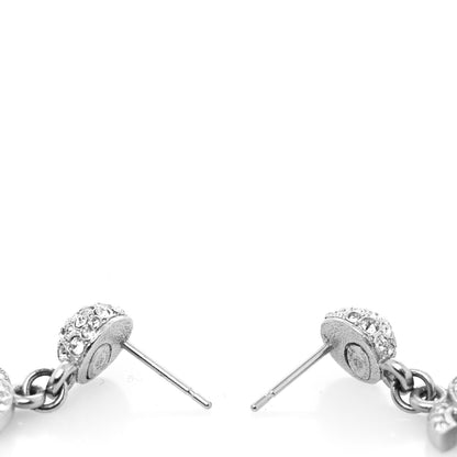 Chanel Crystal CC Drop Earrings Silver 3 of 4