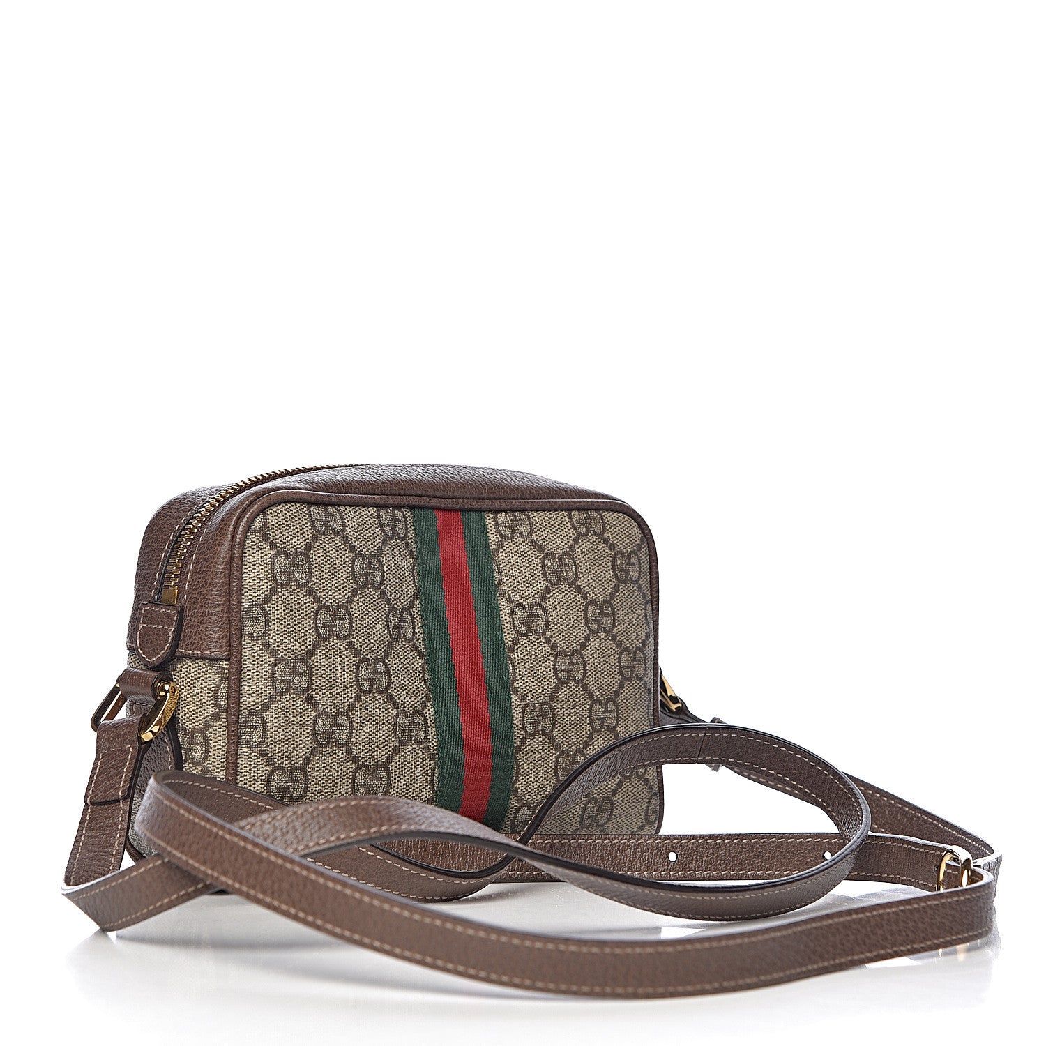 Gucci GG Supreme Monogram Web Mini Ophidia Shoulder Bag Brown 3 of 10