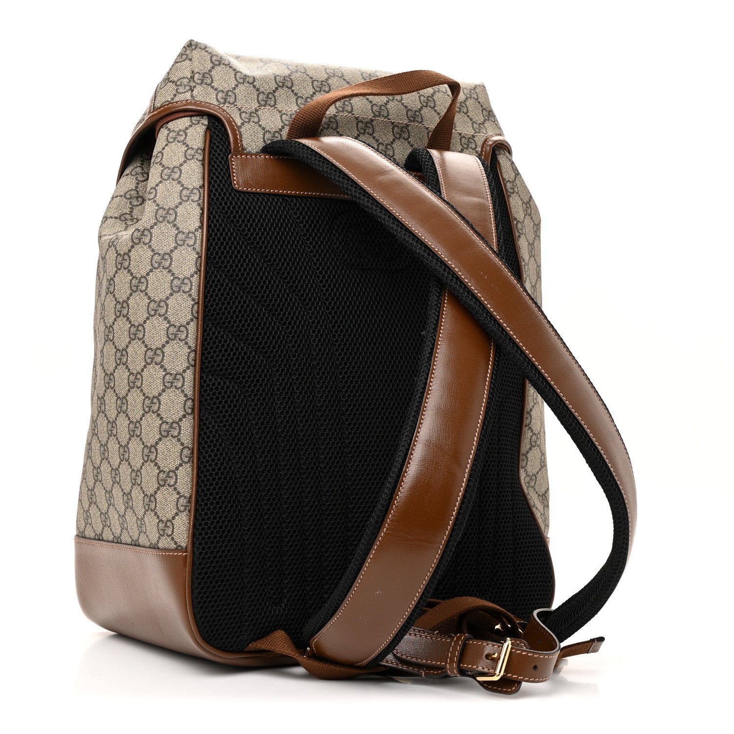 Gucci GG Supreme Monogram Azalea Calfskin Medium Retro Interlocking G Buckle Backpack Beige Ebony Brown Sugar 3 of 14