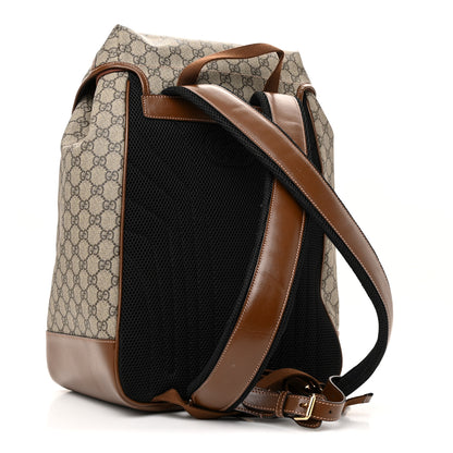 Gucci GG Supreme Monogram Azalea Calfskin Medium Retro Interlocking G Buckle Backpack Beige Ebony Brown Sugar 3 of 14