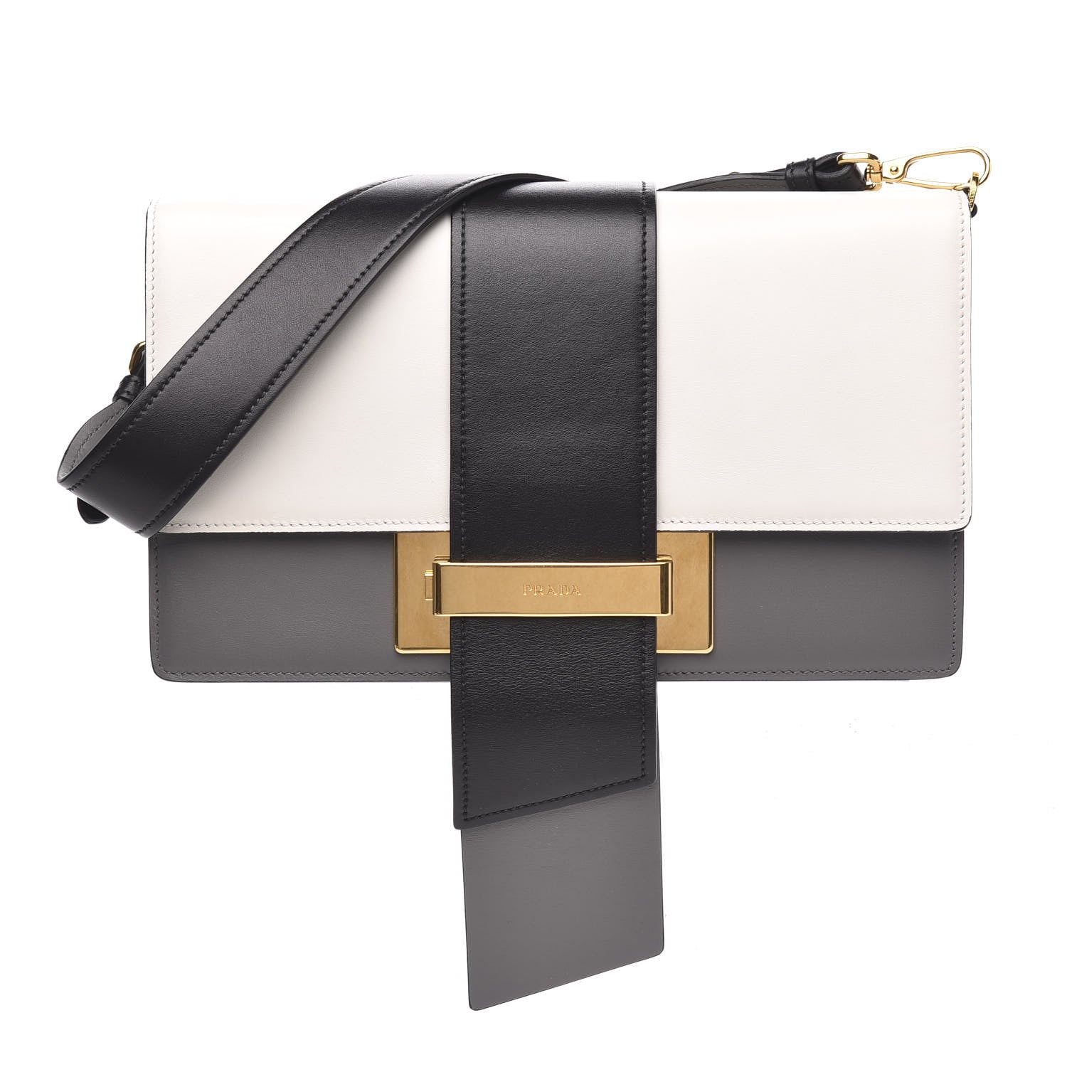 Prada City Calf Ribbon Bag Black Marmo Bianco 3 of 10