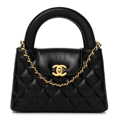 Chanel Shiny Aged Calfskin Quilted Nano Kelly Shopper Black 1 of 10