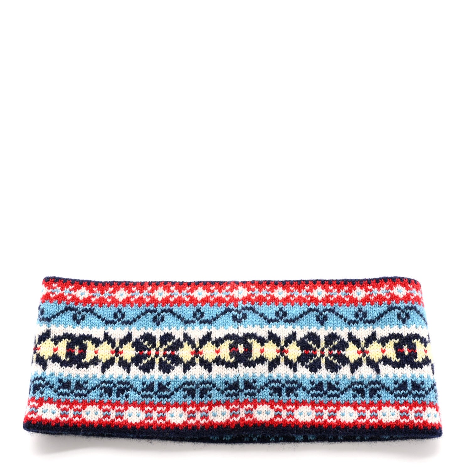 Chanel Cashmere CC Headband Blue Red White Blue Yellow 3 of 4