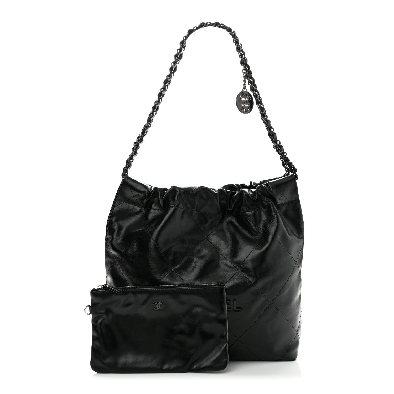 Chanel Shiny Calfskin Quilted Small Chanel 22 So Black 3 of 12