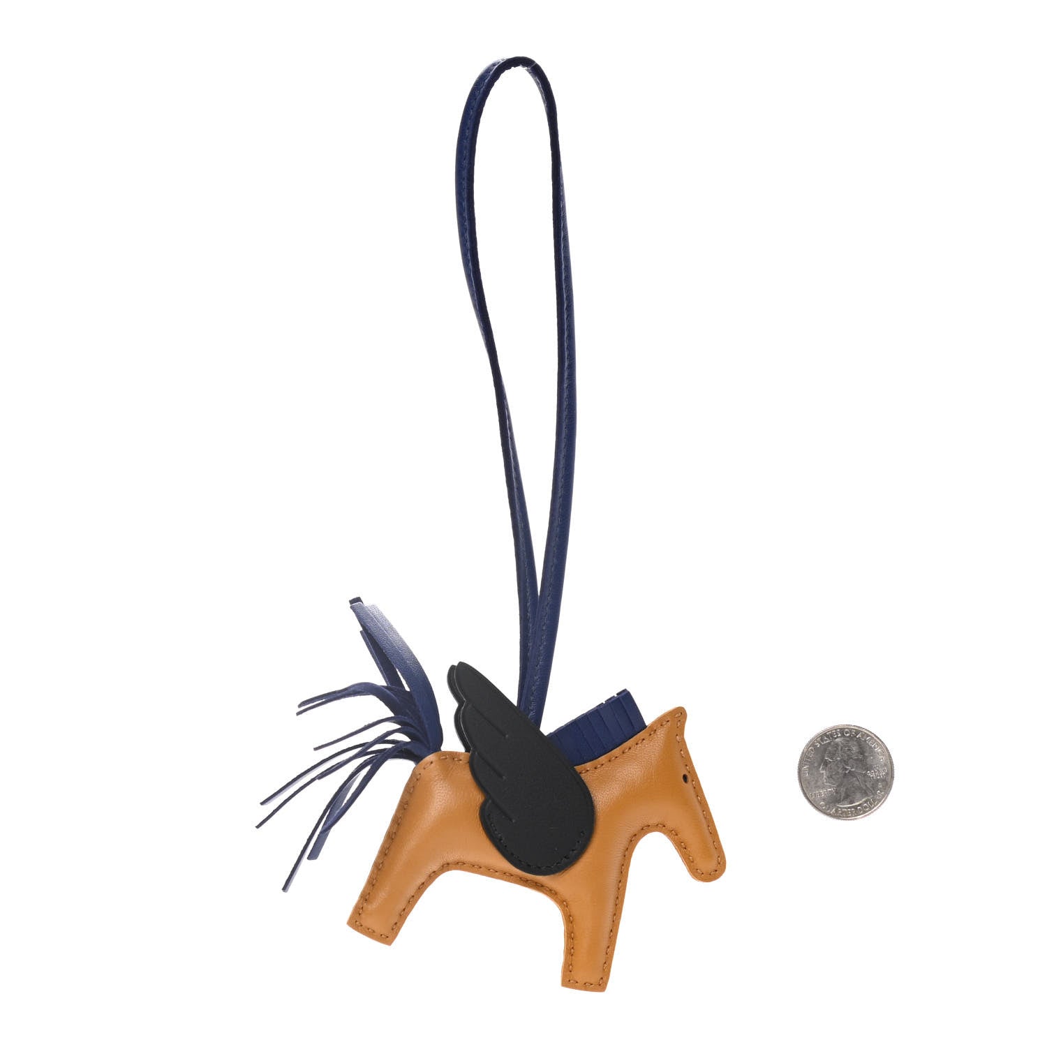 Hermes Milo Lambskin Grigri Rodeo Pegase Horse Bag Charm PM Sesame Black Bleu Saphir 2 of 5