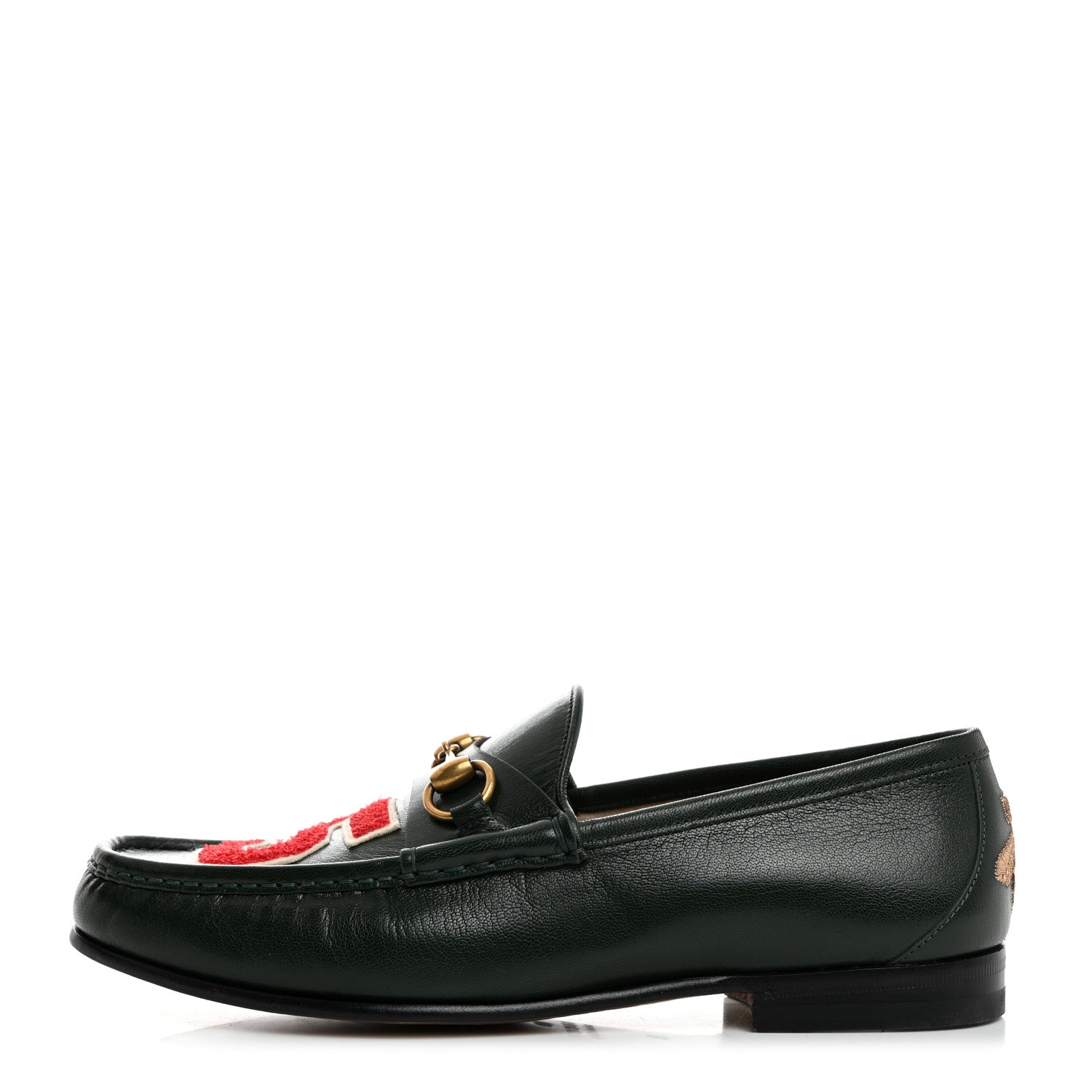 Gucci Calfskin Granada Kid Embroidered Mens Horsebit Loafers 8 Verde 1 of 8