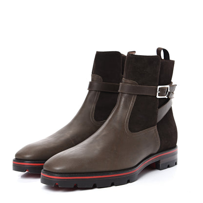 Christian Louboutin Calfskin Wax Crosta Mens Kicko Flat Boots 44 Dark Brown 3 of 8