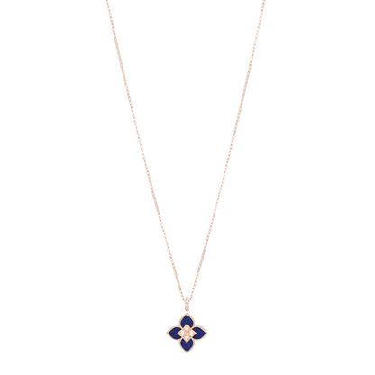 Roberto Coin 18K Rose Gold Diamond Lapis Venetian Pendant Necklace 1 of 5