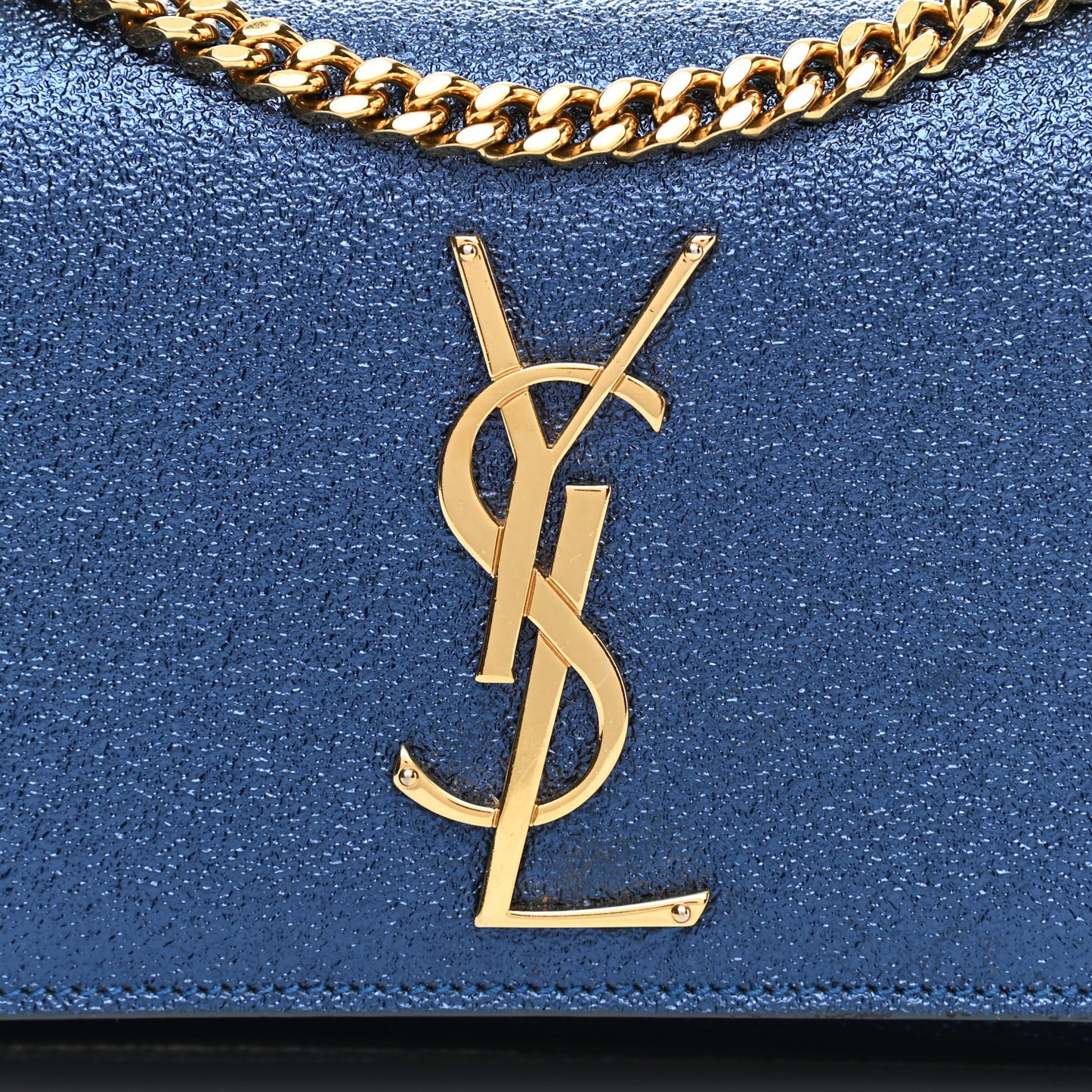 Metallic Calfskin Small Monogram Kate Satchel Navy