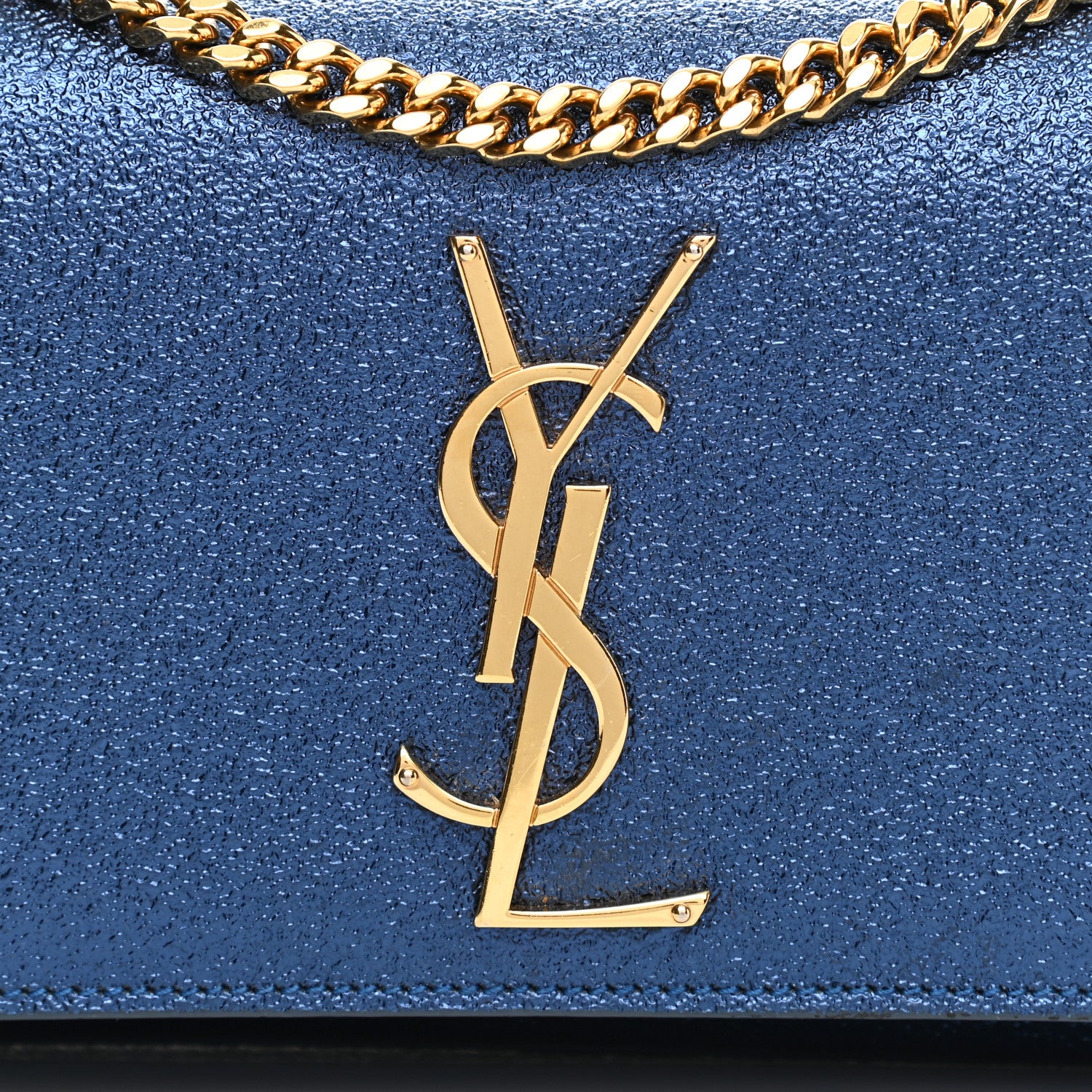 Saint Laurent Metallic Calfskin Small Monogram Kate Satchel Navy 7 of 9